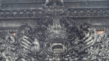 Hindu temple with statues of the gods on Bali island, Indonesia. Balinese Hindu Temple, old hindu...