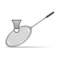 isolated badminton racket and shuttlecock vector drawing