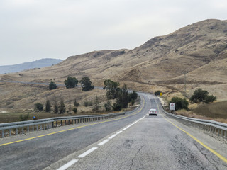 Tiberias, ISRAEL - Traveling in Israel crossing the desert area, going to Jerusalem