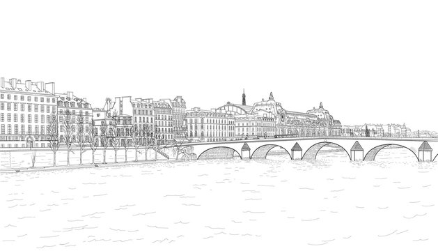 sketch of Seine embankment