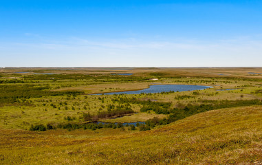 Aerial view on North Yamal landscapes