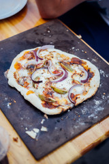 Homemade pizzas in Italy, Tuscany