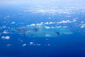 Fototapeta na wymiar Beautiful aerial view of the islands from the plane