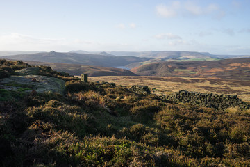 Fototapeta na wymiar View from Stanage Edge to Ladybower Reservoir, Peak District