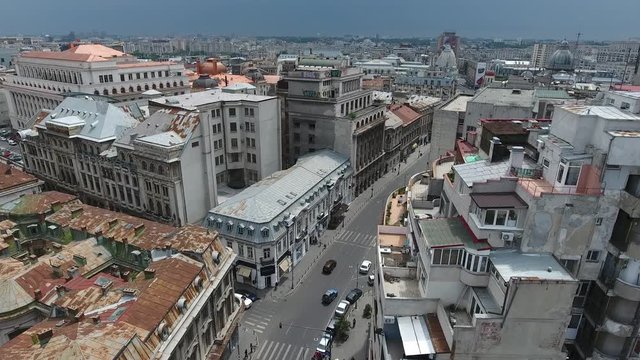 4K Aerial Shot Of Bucharest City Center, Romania