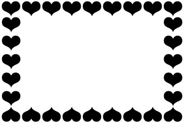 Heart frames - vector pattern - black pattern on a white background