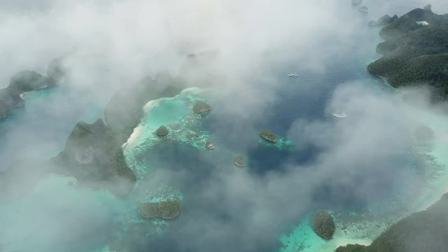 Clouds Drift Over Rock Islands in Raja Ampat
