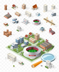 Build Your Own Isometric City . Isolated Vector Elements on Transparent Background