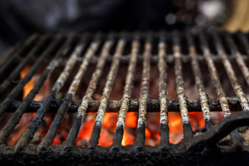 Metal grill for grilling on the charcoal grill in the open air.