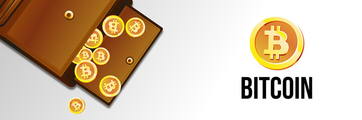 Banner Brieftasche mit Bitcoins