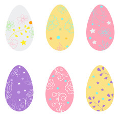 Easter eggs icons. Vector illustration.Easter holidays design on white background. Easter eggs with different texture