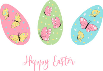 Easter eggs icons. Vector illustration.Easter holidays design on white background. Easter eggs with different texture