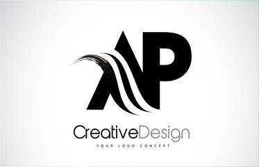 AR A R Creative Brush Black Letters Design With Swoosh