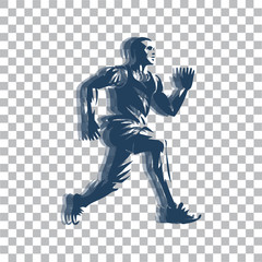 Running Man, particle divergent composition, vector illustration.