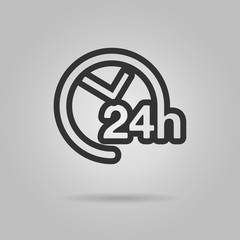 24h support icon. 24h support line icon