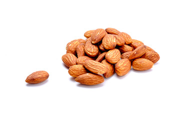 Almonds on White background