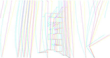 Abstract glitch architectral drawing sketch,Illustration