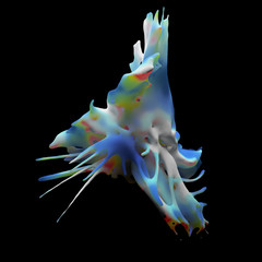 Abstract 3d rendered form. Complex deform structure. Twisted organic form..