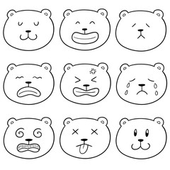vector set of bear face