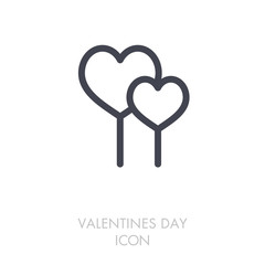 Two red heart lollipops icon