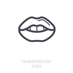 Woman lips icon. Female mouth shape with teeth