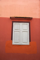 The art of window on aged wall,in abstract art design,vintage and art style,