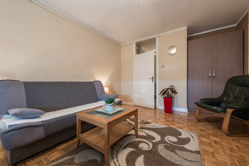 Couch and table in interior of modern living room