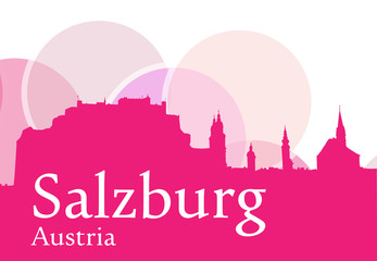 Silhouette Salzburgs, Vektorgrafik mit Schriftzug Magenta