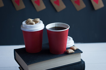 love, red, Valentine's day, red,heart, coffee