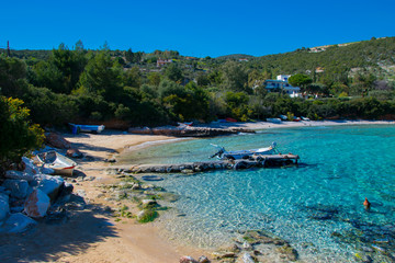 Isolated nudist beach in Ramnounda, located 65 kilometers from the center of Athens in Greece