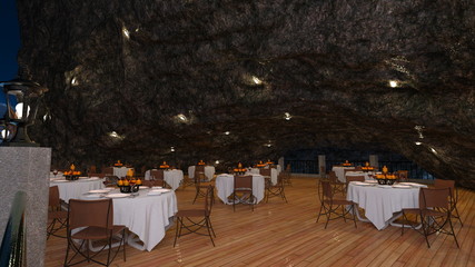 3D CG rendering洞窟レストラン