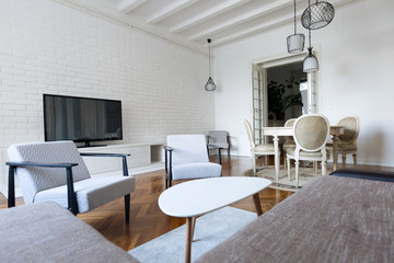 Modern interiors, living-room with furniture