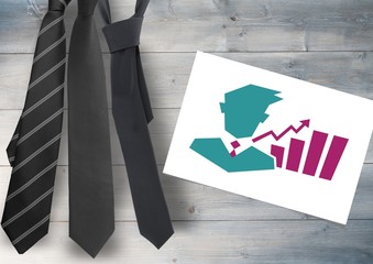 Obraz premium Businessman with chart statistic icons and tie's