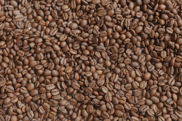 Full Frame Shot of Roasted Coffee Beans. Texture of coffee beans as background