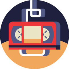 Video Tape Icon in Flat Style