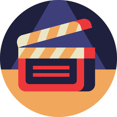 Cinema Clapperboard Icon in Flat Style