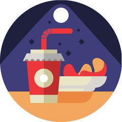 Cinema Food Icon In Flat Style