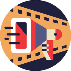 Cinema Directors Loudspeaker Icon in Flat Style