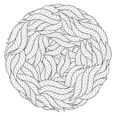 Seamless Pattern for coloring book. Abstract Round Sea Wave Mandala