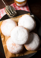 Top View of a Group of Krapfen on a Plate