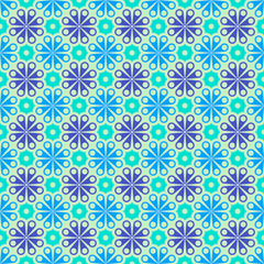 Vector colored geometric seamless pattern in blue, Indigo and violet. For printing on textiles, glass, ceramics.