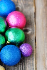 Beautiful colored Christmas toys on the tree 