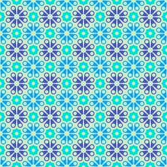 Fototapeta premium Vector colored geometric seamless pattern in blue, Indigo and violet. For printing on textiles, glass, ceramics.