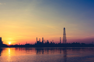 oil refineries and evening light.