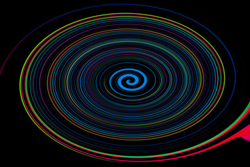 Abstract colorful circles glow over black