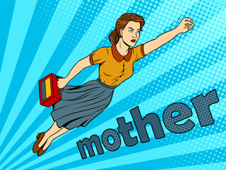 Mother super hero pop art vector illustration © Oleksandr Pokusai