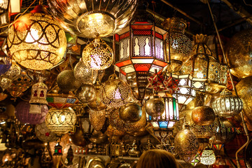 chandelier or lamp at market in Morocco