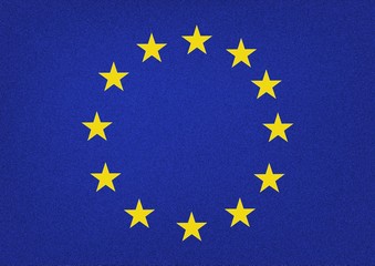 Flag of the European Union. Twelve yellow stars on a blue textured background. Vector illustration.