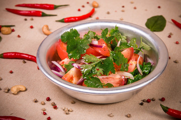 Sliced fresh tomatoes and onions