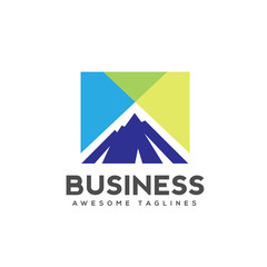 Fototapeta premium mountain vector with rectangle shape logo template, mountain travel and adventure business